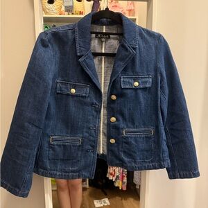 J. Crew Dark Blue Jean Jacket with Gold Buttons